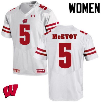 Women's Wisconsin Badgers NCAA #5 Tanner McEvoy White Authentic Under Armour Stitched College Football Jersey BO31Z28JC